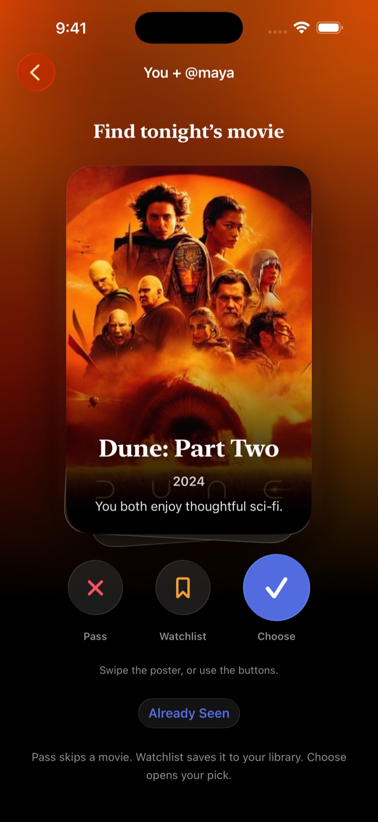 Remix suggesting Dune: Part Two for you and a friend